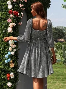 Missord Sweetheart Neck Zip Back Sequin Dress