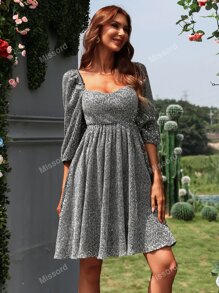 Missord Sweetheart Neck Zip Back Sequin Dress