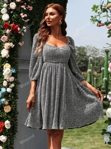 Missord Sweetheart Neck Zip Back Sequin Dress