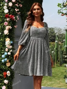 Missord Sweetheart Neck Zip Back Sequin Dress