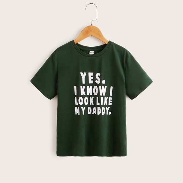 

Boys Slogan Graphic Tee, Dark green