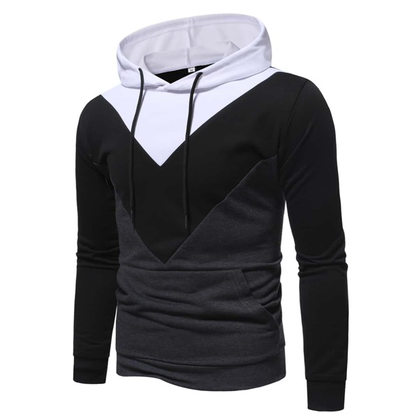 

Men Color Block Drawstring Hoodie, Multicolor