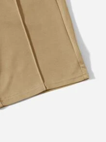 SHEIN Bộ hai mảnh Trai Dây kéo Túi Lá thư Giải trí - Màu Khaki - Xem 3