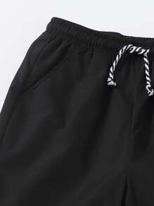 SHEIN 2 件套 Tween Boy 斜口袋松紧腰休闲短裤，夏季