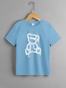 SHEIN Camiseta con estampado de oso - Neblina azul - Ver 1