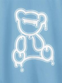 SHEIN Camiseta con estampado de oso - Neblina azul - Ver 3