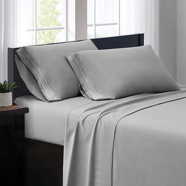 

Solid Color Fitted Sheet Sets Without Filler, Grey