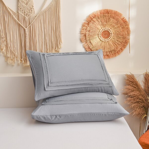 

1pair Solid Color Pillowcase Without Filler, Grey
