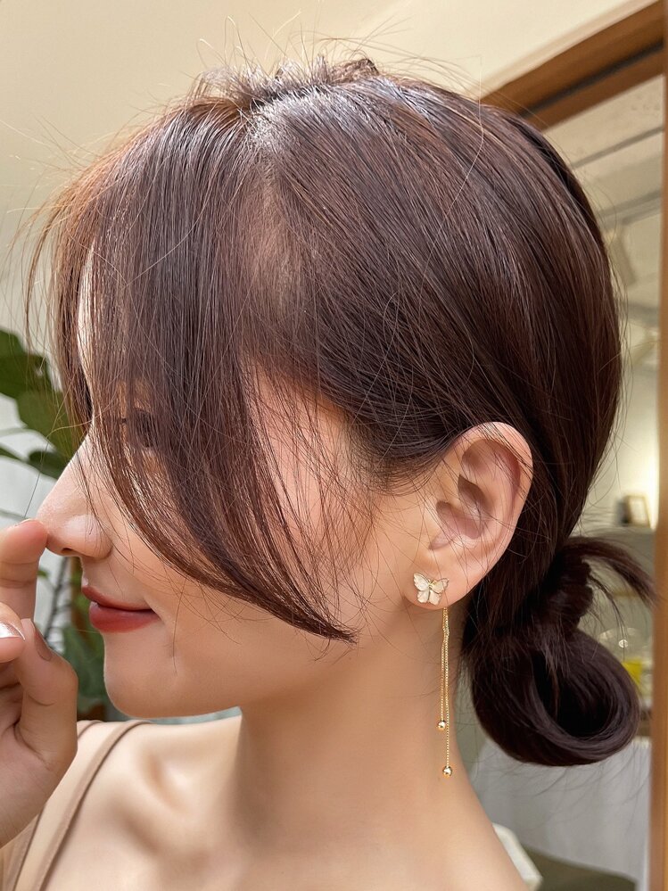 DAZY Butterfly Decor Drop Earrings - Yellow Gold - View 1