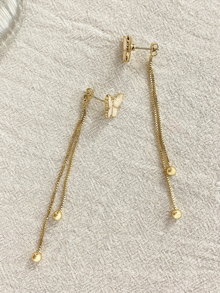 DAZY Butterfly Decor Drop Earrings - Yellow Gold - View 6