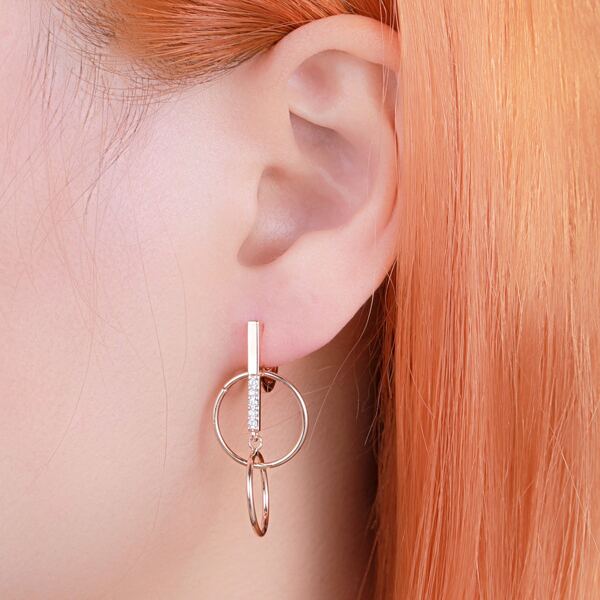 

18K Gold Plated Zircon Decor Circle Drop Earrings