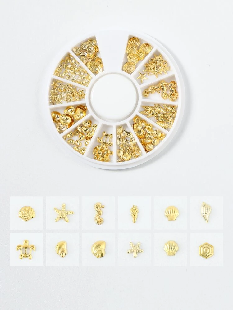 1Box Sea Turtle & Shell Design Nail Art Decoration Diy Nail Charms Nail Gems Nail Supplies Nails