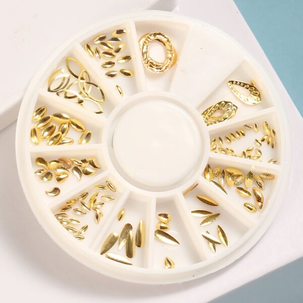 

1box Geometric Design Nail Art Decoration, Gold