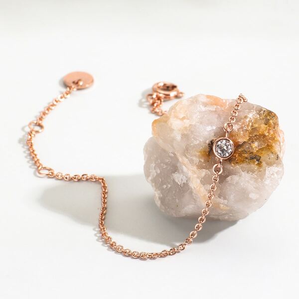

Gold Plated Zircon Decor Bracelet, Rose gold