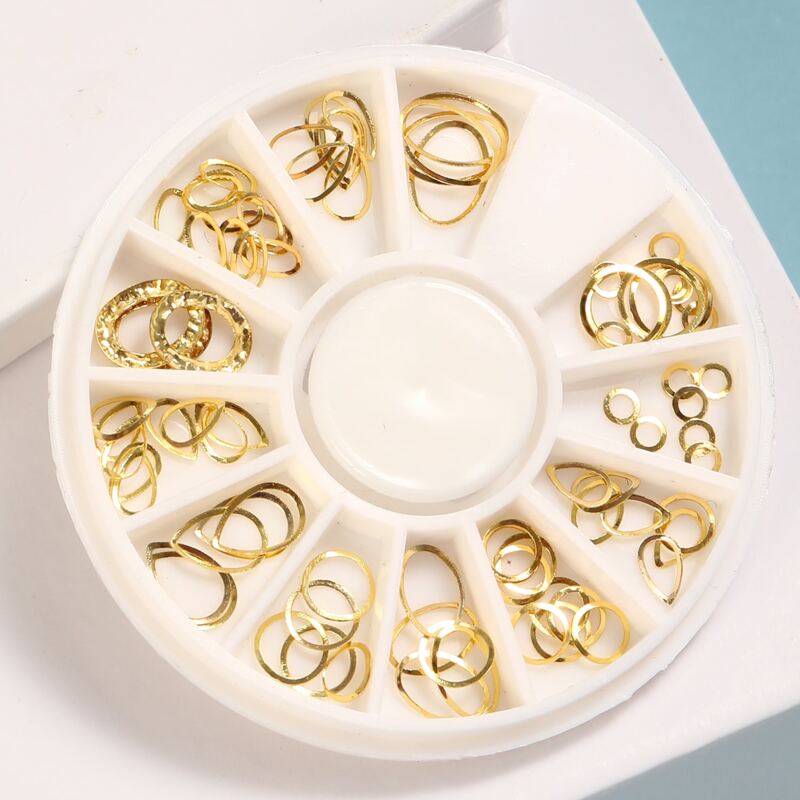 

1box Round Shaped Nail Art Decoration, Gold