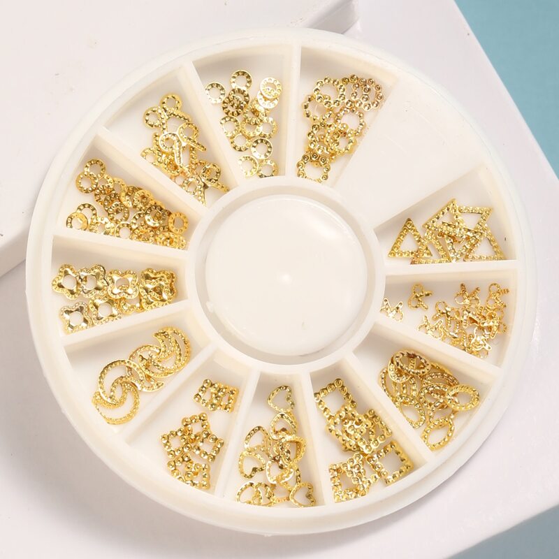 

1box Geometric Design Nail Art Decoration, Gold