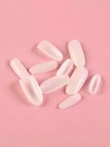 24入組短棺材形假指甲，含1支指甲修剪文件和1張膠帶，即貼式假指甲，美甲用品讓你的風格更上一層樓 - 白色 - 查看 3