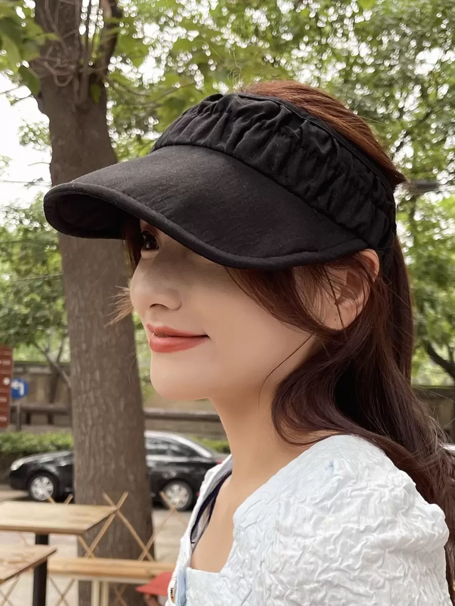 DAZY Solid Visor Hat - Black - View 1