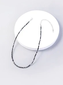 Nooxian 1 Vòng Cổ Hạt Cơm Bện Màu Xanh Bohemian Với Hoa Nhỏ, Số Lượng & Màu Sắc Hạt Ngẫu Nhiên - màu đen - Xem 4