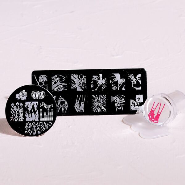 

4pcs Nail Art Stamping Scraper Plate Tool Set, Silver
