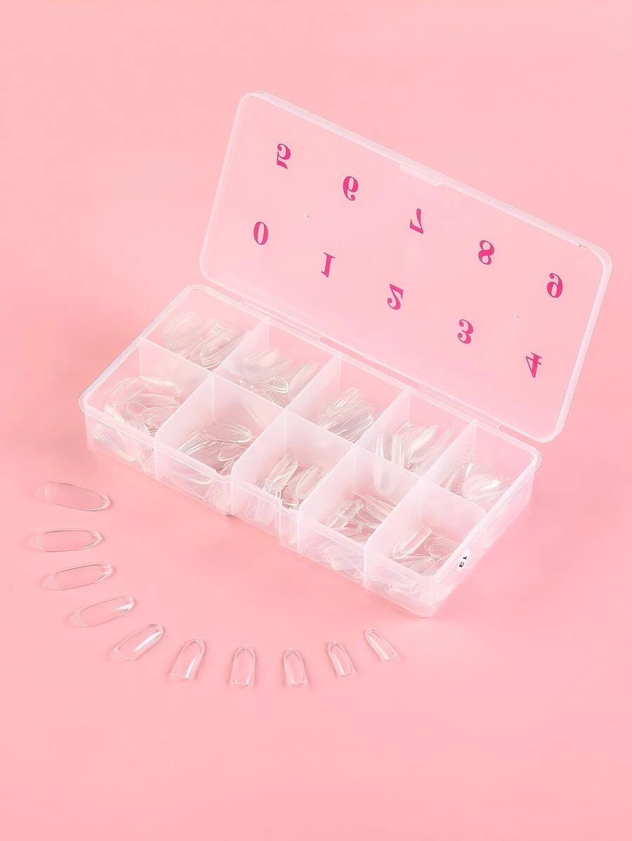 Upgrade Your Look With 500pcs Long Oval Transparent Fake Nail For Home DIY Nail Salon Nail Extension Press On Nails Nail Supplies - Clear - View 1