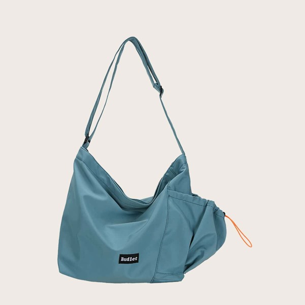 

Men Letter Patch Crossbody Bag, Blue