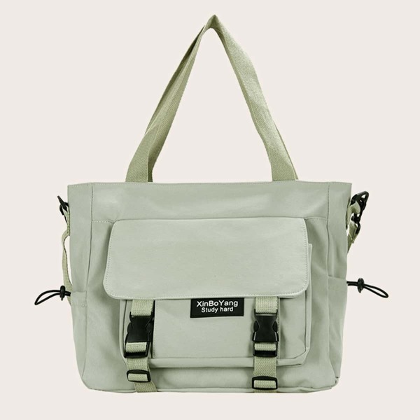 

Men Letter Patch Tote Bag, Green