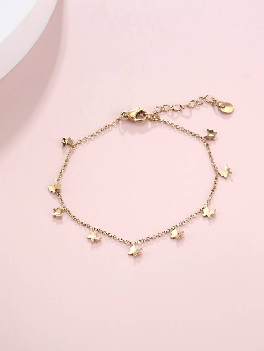 Vòng tay Trang trí mặt dây chuyền bướm - Vàng - Xem 1