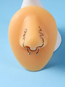 3pcs/set Stainless Steel, Men's Structured Nose Cuff For Punk Non Piercing, A Fashionable Body Jewelry Gift For Any Occasion - Silver - View 1