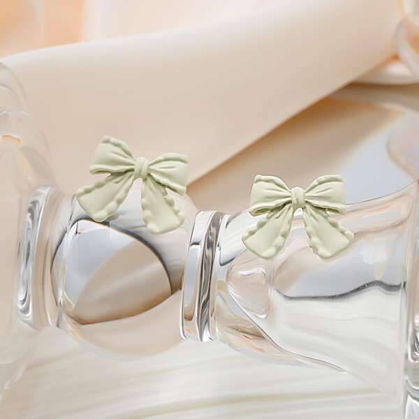 

Bow Stud Earrings, White