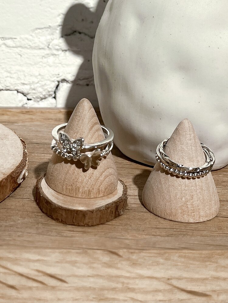 DAZY 4pcs Butterfly Decor Ring - Silver - View 3