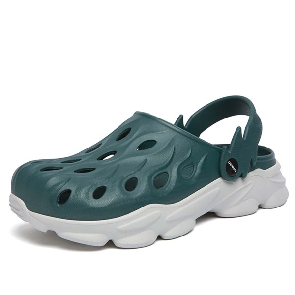 

Men Two Tone Hollow Out Vented Clogs, Green