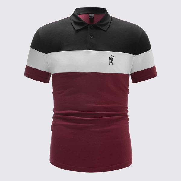 

Men Crown & Letter Graphic Color Block Polo Shirt, Multicolor