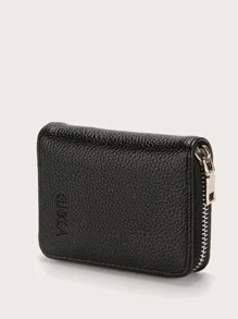 CUIKCA 男士拉鍊式皮夾口袋錢包小錢包卡片收納包女士拉鍊式皮夾可攜式錢包白領工作者大學上班族商務通勤辦公室週年紀念日生日禮物情人節禮物 - 黑色 - 查看 4