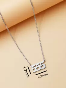 時尚流行男士不銹鋼數字吊飾項鍊不銹鋼朋克嘻哈風格適合珠寶禮物和時尚外觀 - 銀色 - 查看 4