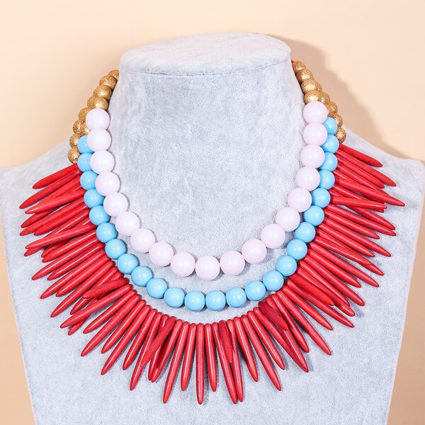 

Beaded Layered Necklace, Multicolor
