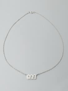 Fashionable and Popular Men's Stainless Steel Number Charm Necklace Stainless Steel Punk Hip Pop Style for Jewelry Gift and for a Stylish Look - Silver - View 2