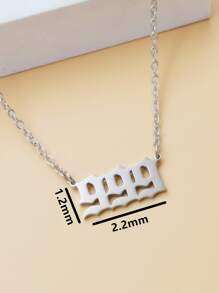 Fashionable and Popular Men's Stainless Steel Number Charm Necklace Stainless Steel Punk Hip Pop Style for Jewelry Gift and for a Stylish Look - Silver - View 4