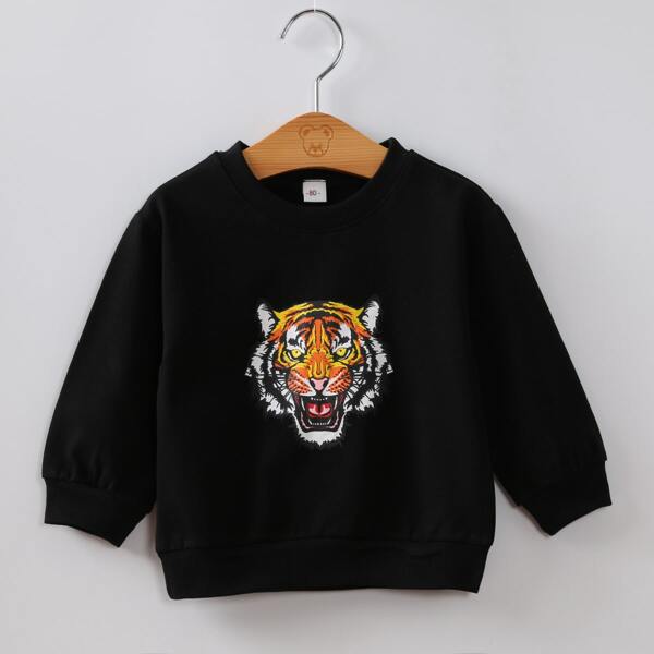 

Toddler Boys Tiger Print Sweatshirt, Black
