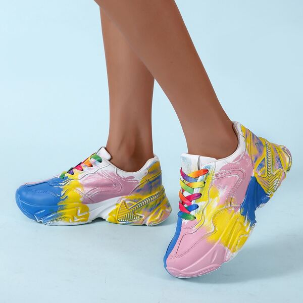 

Colorblock Lace Up Front Chunky Trainers, Multicolor