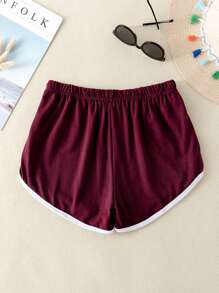 Shorts track unidos en contraste - Burdeos - Ver 2