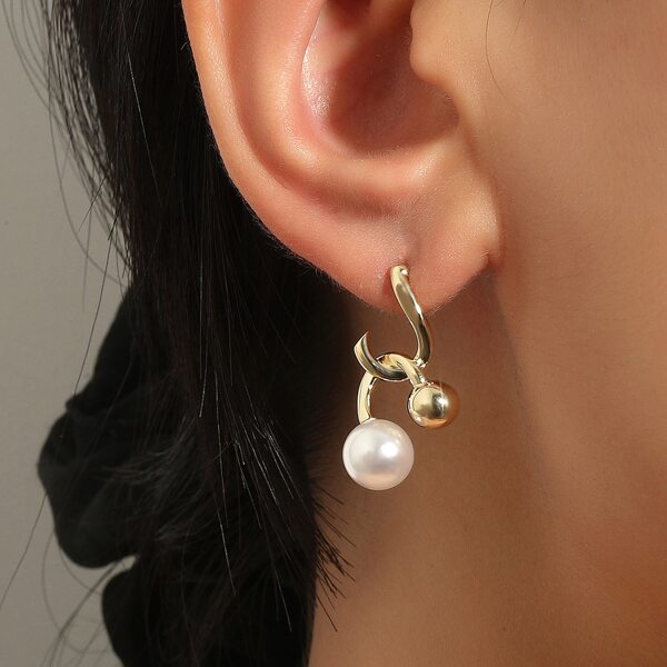 

Faux Pearl Drop Earrings, Gold