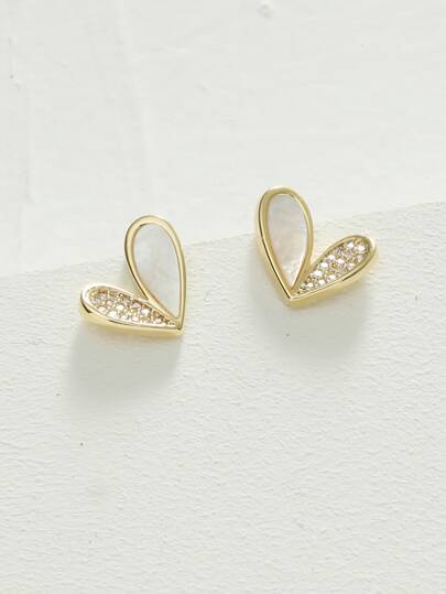 Rhinestone Detail Heart Stud Earrings Valentines