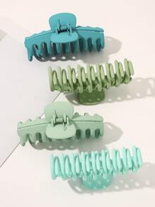 4pcs Solid Hair Claw For Daily Use For Girls Hairstyles Casual
