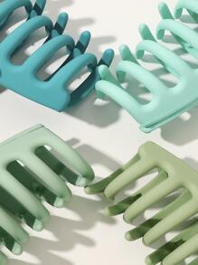 4pcs Solid Hair Claw For Daily Use For Girls Hairstyles Casual