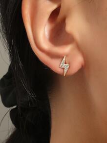 3 cặp bông tai Lightning Stud Earrings - Vàng - Xem 2