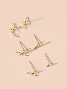 3 cặp bông tai Lightning Stud Earrings - Vàng - Xem 3