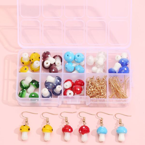 

1box Mushroom DIY Jewelry Pendant, Multicolor