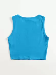 Muchica Áo hai dây màu trơn Giải trí - Màu xanh lam - Xem 2