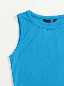 Muchica Áo hai dây màu trơn Giải trí - Màu xanh lam - Xem 4